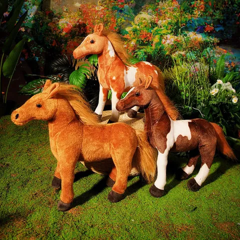 Simulation Horse Plush Toy Stuffed Animal Doll Soft Cute Pony Figure Home Car Decor Birthday Gift