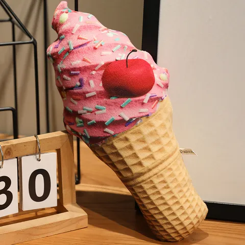 Cuscino in Peluche a Cono Gelato di Simulazione Creativa Carino Morbido Bambola di Cibo Imbottito Cuscino Kawaii Decorazioni per la Casa Regalo di Compleanno per Ragazze