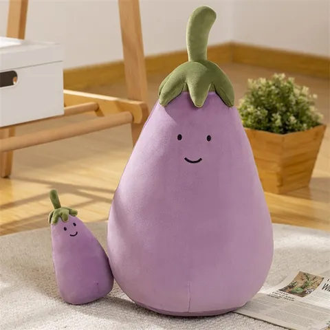 Niedliches Auberginen Plüschtier Gesteppte Gemüsepuppe Weiches Cartoon Kissen Kreatives Begleiter Geschenk Für Kinder