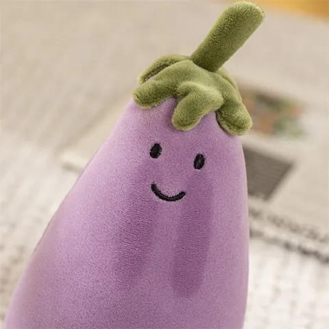 Niedliches Auberginen Plüschtier Gesteppte Gemüsepuppe Weiches Cartoon Kissen Kreatives Begleiter Geschenk Für Kinder