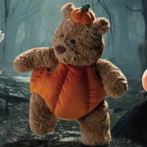 Gefülltes Kürbis Bär Plüschtier Süße Tierpuppe Halloween Festival Geschenk Weiches Begleiter Kissen Für Kinder Und Mädchen