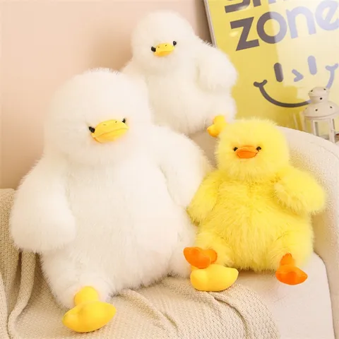 Fluffy Cute Big White Duck Yellow Duck Plush Toy Soft Stuffed Animal Doll Kawaii Pillow Companion Toy