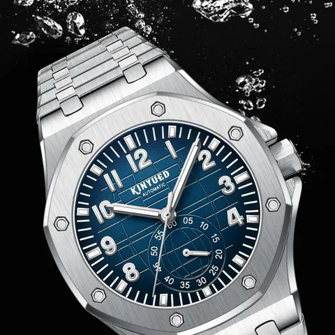 Herren Automatische Mechanische Uhr Edelstahlgehäuse Achteckige Lünette Luxus Business Armbanduhr Mit Geschenkbox