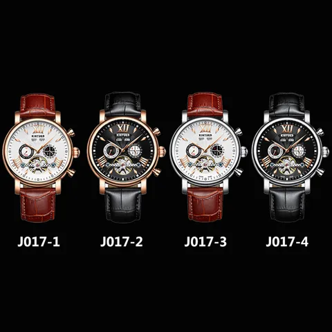 Maenner Automatische Mechanische Uhr Ausgehoehlt Roemisches Zifferblatt Echtleder Armband Wasserdicht Geschaeft Armbanduhr