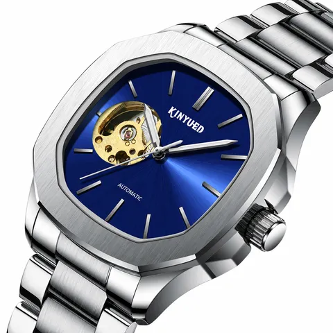 Heren Automatisch Mechanisch Horloge Opengewerkt Roestvrij Staal Waterdicht Polshorloge Mode Zakelijk Casual Horloge