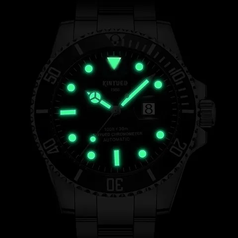 Herren Automatisches Mechanisches Uhr Edelstahl Leuchtend Wasserdicht Business Lässig Armbanduhr Mit Kalender