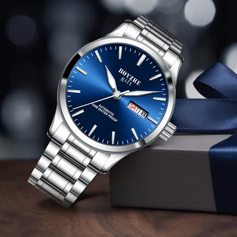 Herren Automatische Mechanische Uhr Edelstahl Saphirglas Wasserdicht Business Minimalist Armbanduhr