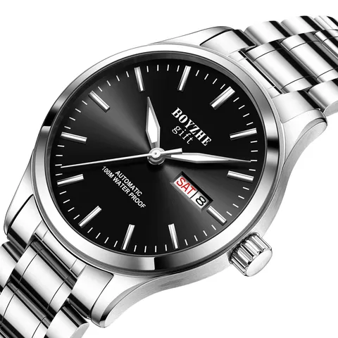 Herren Automatische Mechanische Uhr Edelstahl Saphirglas Wasserdicht Business Minimalist Armbanduhr