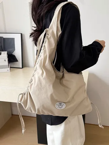 Gynaikeio Casual Monohromo Megalis Horitikotitas Tote Bag Koreatikou Styl Aplo Elafry Nylon Tsanta Imou Handbag