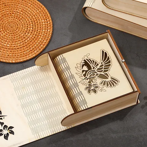 Creative Wooden Storage Box Set Laser Engraved Jewelry Organizer Decorative Book Shaped Gift Box For Home