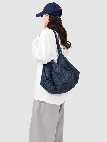 Γυναικείο Αδιάβροχο Tote Bag από Ύφασμα Oxford Μεγάλης Χωρητικότητας Καρέ Τσάντα Ώμου Casual Καθημερινή