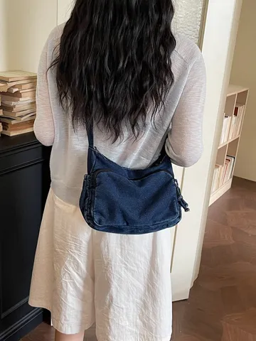 Casual Denim Tsanta Omou Gia Gynaikes Vintage Plimeno Vamvakiero Tote Megalis Horitikotitas Kathimerini Crossbody Tasanta