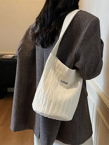Γυναικείο Casual Nylon Τσάντα Ώμου Μόδα Plissiert Tote Bag Μεγάλη Χωρητικότητα Crossbody Bag Απλή Καθημερινή Τσάντα Χειρός