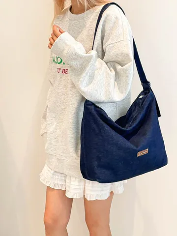 Casual Τσάντα Tote από Καμβά Κορεατικού Στυλ Μεγάλης Χωρητικότητας Retro Τσάντα Ώμου Crossbody Καθημερινή Τσάντα για Γυναίκες