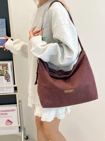 Casual Τσάντα Tote από Καμβά Κορεατικού Στυλ Μεγάλης Χωρητικότητας Retro Τσάντα Ώμου Crossbody Καθημερινή Τσάντα για Γυναίκες