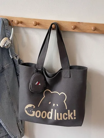 Τσάντα Tote από Καμβά Μεγάλης Χωρητικότητας Casual Τσάντα Αγορών Φοιτητική Ταξιδιού