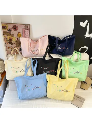 Γυναικείο Casual Nylon Tote Bag Μεγάλης Χωρητικότητας Αδιάβροχη Τσάντα Ώμου Κέντημα Γραμμάτων Χαριτωμένη Τσάντα Χειρός
