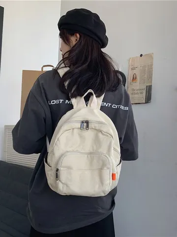 Minimalist Σακίδιο Πλάτης από Καμβά Για Γυναίκες Casual Μικρή Τσάντα Σχολείου Retro Μόδα Ταξιδιού Daypack