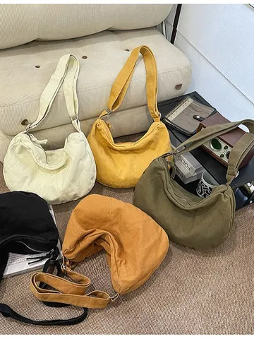 Γυναικείο Canvas Crossbody Bag Μεγάλης Χωρητικότητας Dumpling Shoulder Bag Casual Commuter Tote Bag Fashion Simple Solid Color Handbag