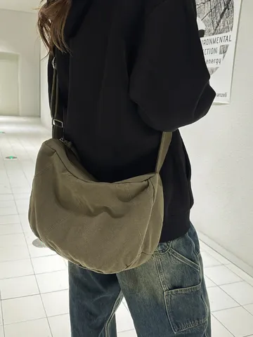 Γυναικείο Canvas Crossbody Bag Μεγάλης Χωρητικότητας Dumpling Shoulder Bag Casual Commuter Tote Bag Fashion Simple Solid Color Handbag