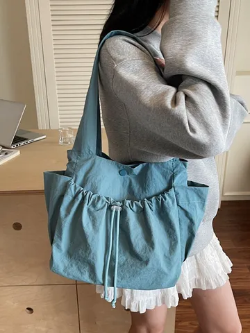 Casual Megalis Horitikotitas Nylon Tote Tsanta Gia Gynekes Malaki Elafroria Shoulder Bag