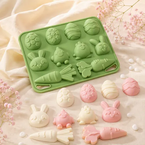 Easter Silicone Mold Bunny Chick Egg Carrot Fondant Chocolate Mold DIY Aromatherapy Candle Resin Soap Baking Tool