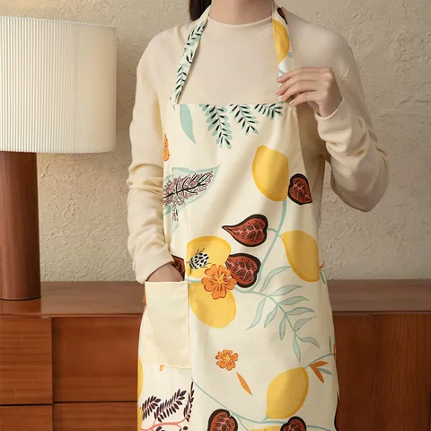 Waterproof Kitchen Apron For Cooking Baking Waterproof Fabric Tropical Rainforest Botanical Print Adjustable Bib Apron