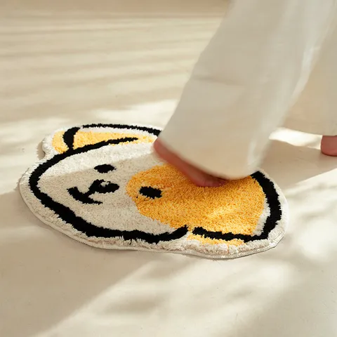 Cute Cartoon Dog And Cheese Shaped Microfiber Area Rug Absorbent Non-Slip Floor Mat For Bedroom Bathroom Home Decor