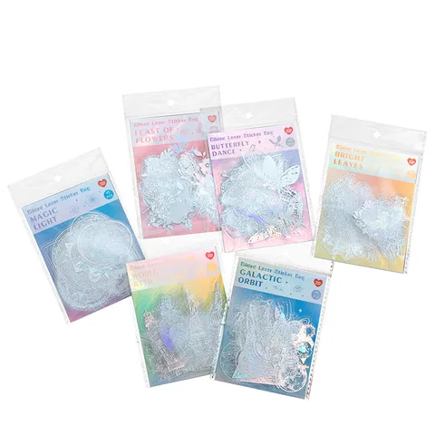 Vintage Laser Gilded PET Sticker Bag Aesthetic Gilded Laser Scrapbooking Material DIY Journal Deco Stickers Pack For Scrapbook Card Making Diary Planner Craft
