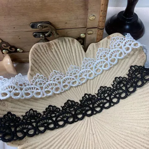 Ribete de Encaje Bordado Calado Cinta de Tela de Poliéster Para Costura DIY Prenda Manualidades Vestido Decoración de Ropa