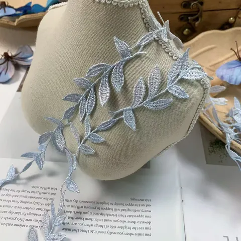 Hellblau Polyester Bestickt Wasserlöslich Spitzenbesatz Blattrebe DIY Handwerk Nähen Kleidungszubehör Band