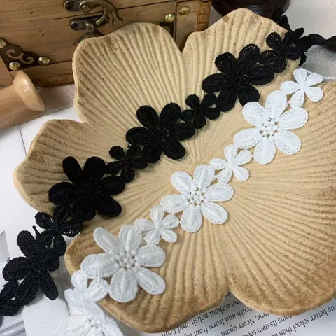 Water Soluble Embroidered Floral Lace Trim Milk Silk Ribbon For Garment Wedding Dress DIY Sewing Craft