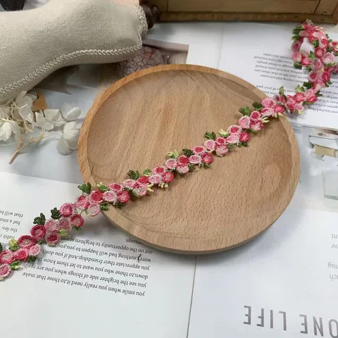 Colorful 3D Flower Polyester Embroidery Lace Trim DIY Sewing Craft Garment Clothing Decoration Ribbon