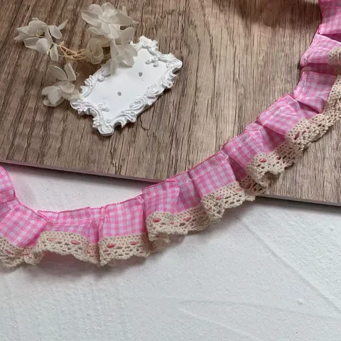 Cinta Tejida a Cuadros Ribete de Encaje Plisado Cinta con Volantes Para Costura DIY Ropa Sombreros Bolsos Decoración de Vestido