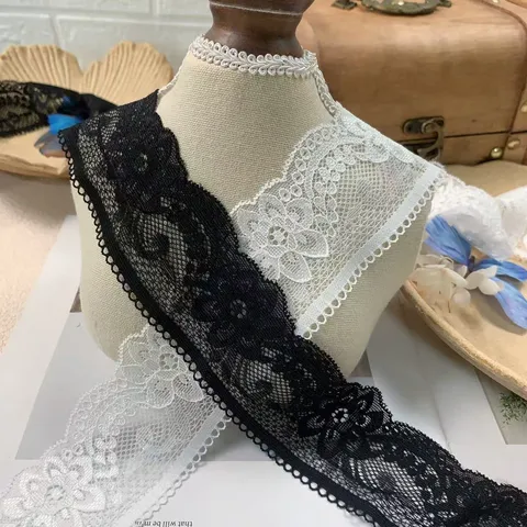Black White Hollow Embroidered Lace Trim Ribbon For Garment Collar Cuffs Lolita Hair Accessories DIY Decor