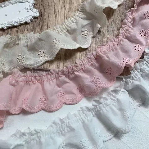 Ribete De Encaje De Onda De Algodón Con Bordado Hueco Ancho Para Bricolaje Sofá Cortina Juguete Ropa De Muñeca Y Accesorios De Prendas