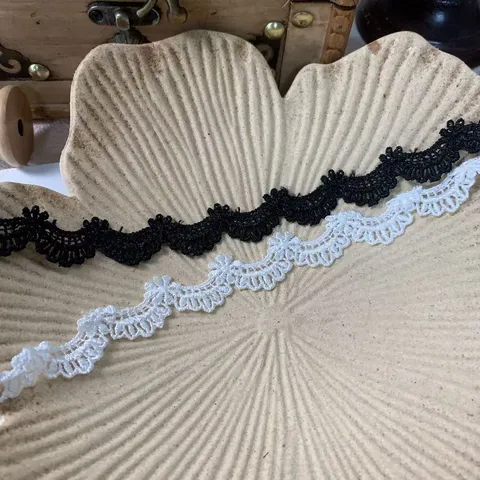 Polyester Water-Soluble Embroidered Lace Trim Width White Black Fabric Ribbon For DIY Sewing Craft Garment Decor
