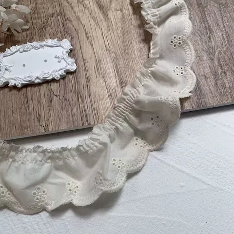 Ribete De Encaje De Onda De Algodón Con Bordado Hueco Ancho Para Bricolaje Sofá Cortina Juguete Ropa De Muñeca Y Accesorios De Prendas