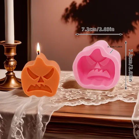 Halloween Kürbis Silikonform 3D Gruselige Teufelsgesicht Aromatherapie Kerze Seife Harz Backformen Handwerk Heimdekoration