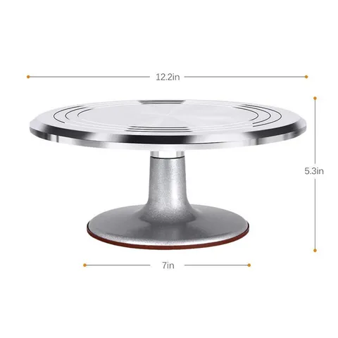 Aluminiumlegierung Kuchen Drehteller Drehbarer Kuchenständer Mit Rutschfester Silikonbasis Rotierende Backdekorationswerkzeug