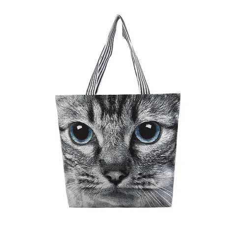 Dames Retro Bedrukte Polyester Canvas Boodschappentas Grote Capaciteit Casual Schoudertas Met Gestreepte Handgreep Alledaagse Tas Voor Vrouwen