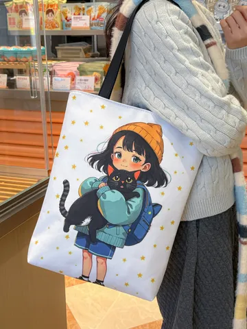 Grote Capaciteit Canvas Tote Bag Artistieke Retro Bedrukte Schoudertas Met Ritssluiting Casual Boodschappentas Voor Vrouwen