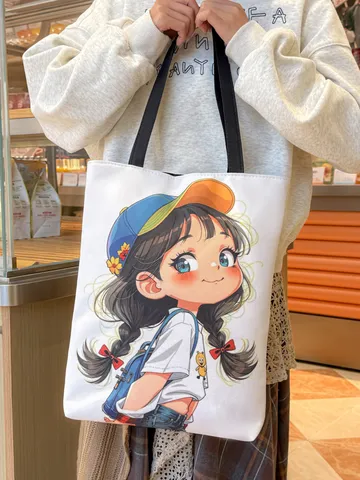 Grote Capaciteit Canvas Tote Bag Artistieke Retro Bedrukte Schoudertas Met Ritssluiting Casual Boodschappentas Voor Vrouwen