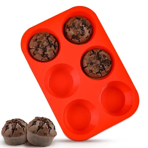 6-Cavity Round Silicone Cake Mold Baking DIY Muffin Cup Chocolate Pudding Mold Kitchen Bakeware Tool Non-Stick