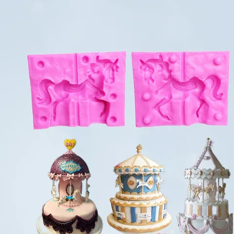 Silikon Karussell Fondant Kuchenform DIY Schokolade Backen Werkzeug Küche Backgeschirr Ungiftig Flexibel Leicht zu Reinigen