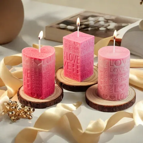 DIY Herz Quadrat Zylinder LOVE Geprägte Silikon Kerzenform Valentinstag Aromatherapie Gipsform Backen Handwerk Werkzeug
