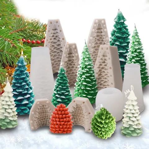 Silikon Weihnachtsbaum Tannenzapfen Kerzenform DIY Backen Kuchenform Kristall Epoxidharz Gipsform Handwerkwerkzeug