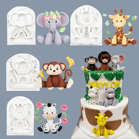 Cartoon Tier Silikon Fondant Form Elefant Giraffe Affe Kuchendekoration Werkzeug Backform