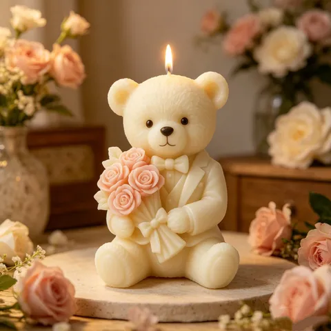 Hochzeit Bär Silikonform DIY Handgemachte Aroma Kerze Gips Ornament Herstellungswerkzeug Süße Cartoon Kuchen Fondant Backform