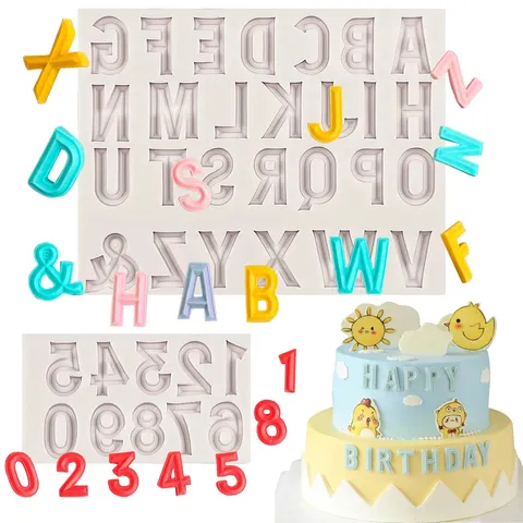 Stampo in Silicone per Fondente con Lettere Numeriche Decorazione Torta Fai da Te Festa di Compleanno Cioccolato Pasticceria